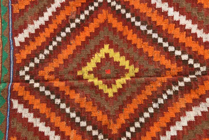3' 7 x 4' Hand Woven Kilim Fars Wool Square Rug