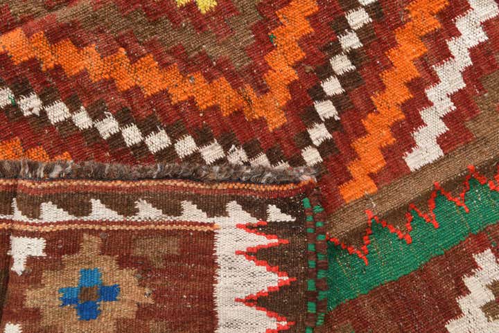 3' 7 x 4' Hand Woven Kilim Fars Wool Square Rug