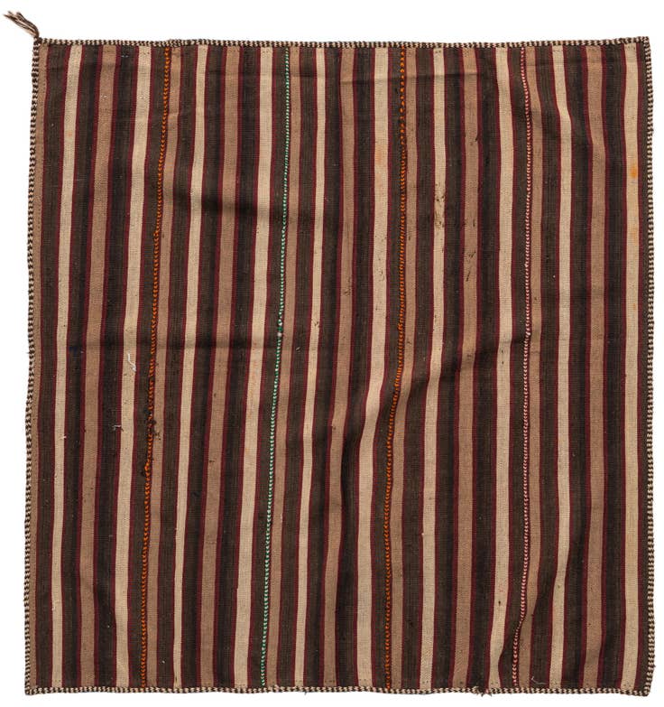 Detail image of 4' 1 x 4' 3 Hand Woven Kilim Fars Wool Square Rug