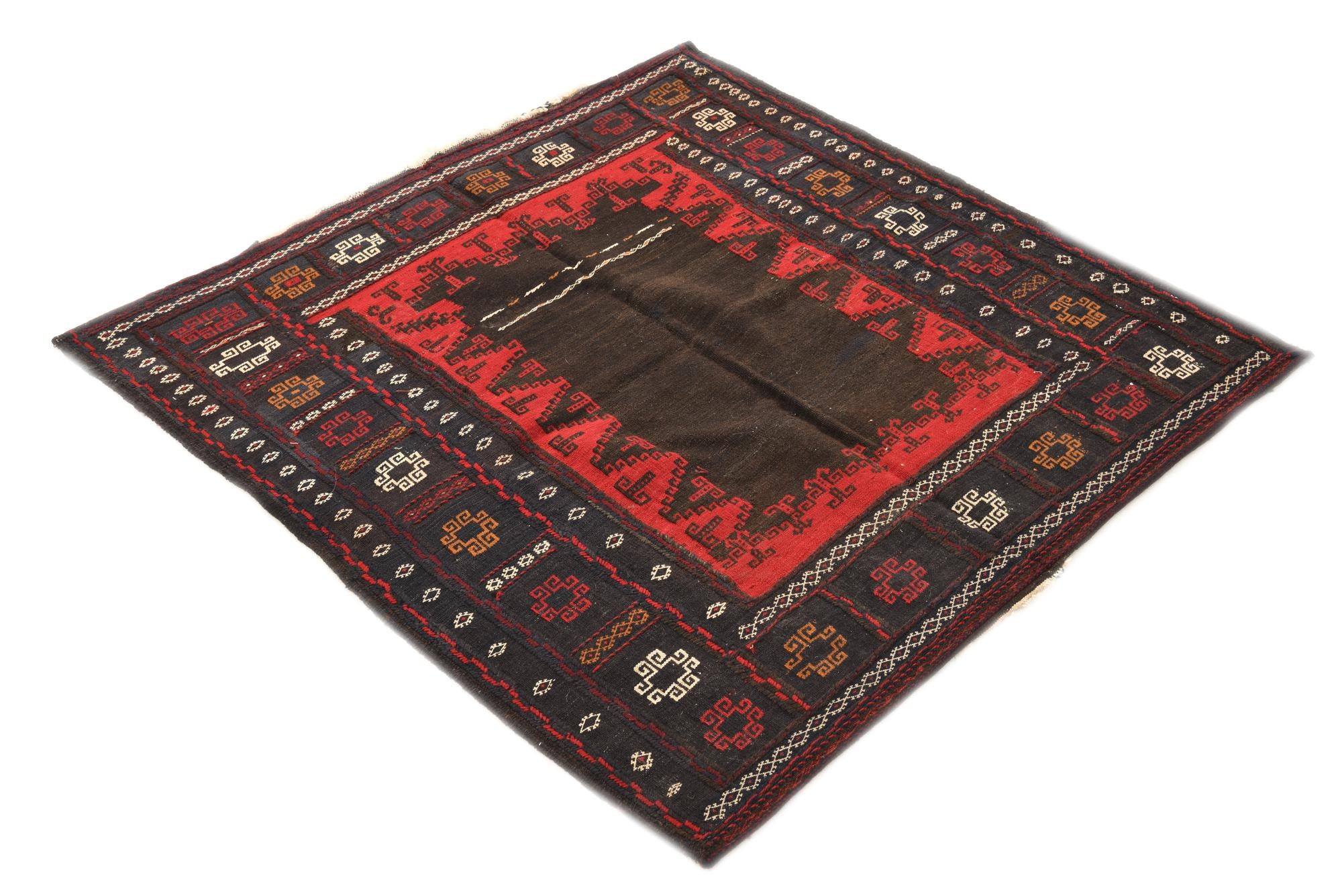 4' x 4' Hand Woven Kilim Fars Wool Square Rug