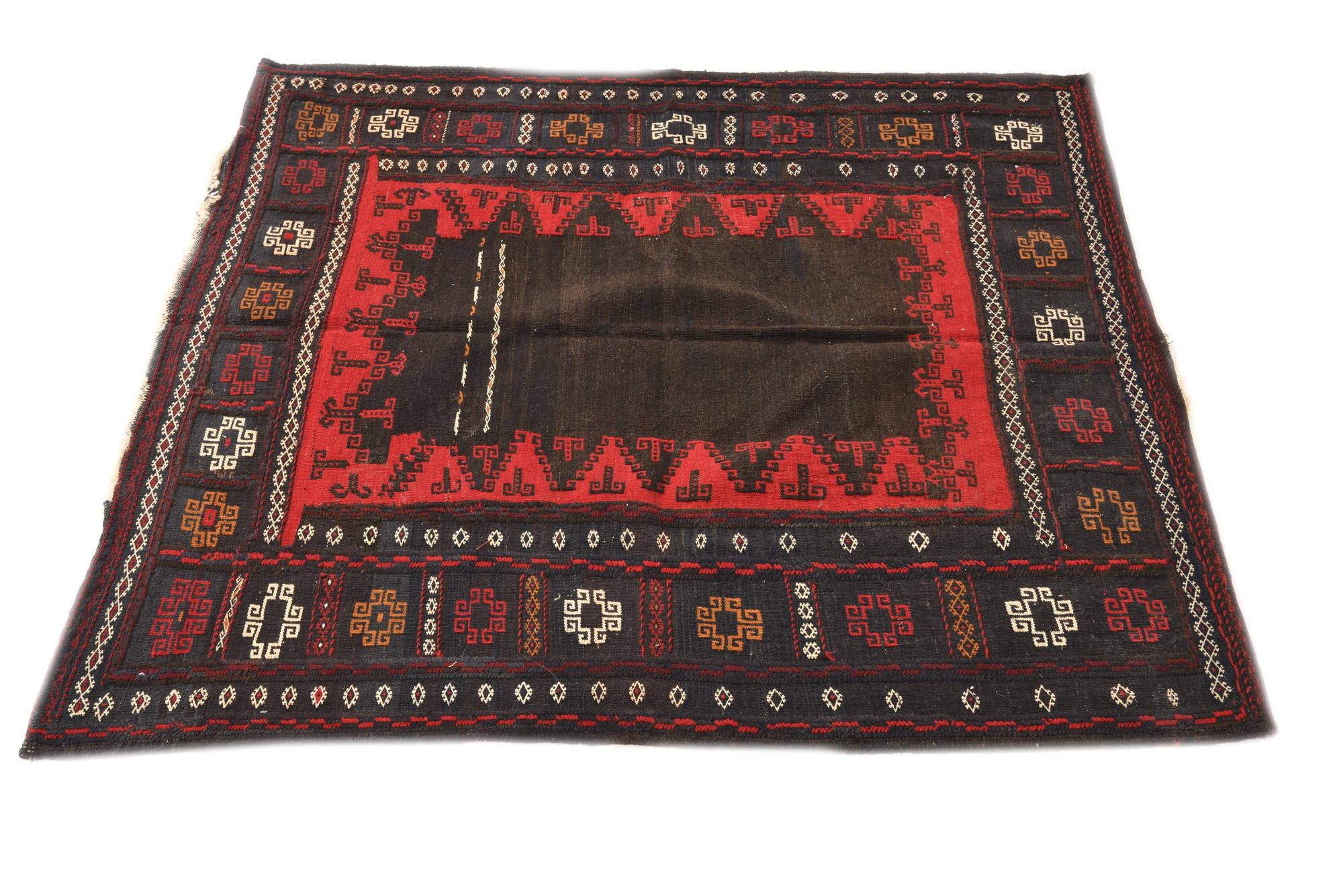 4' x 4' Hand Woven Kilim Fars Wool Square Rug