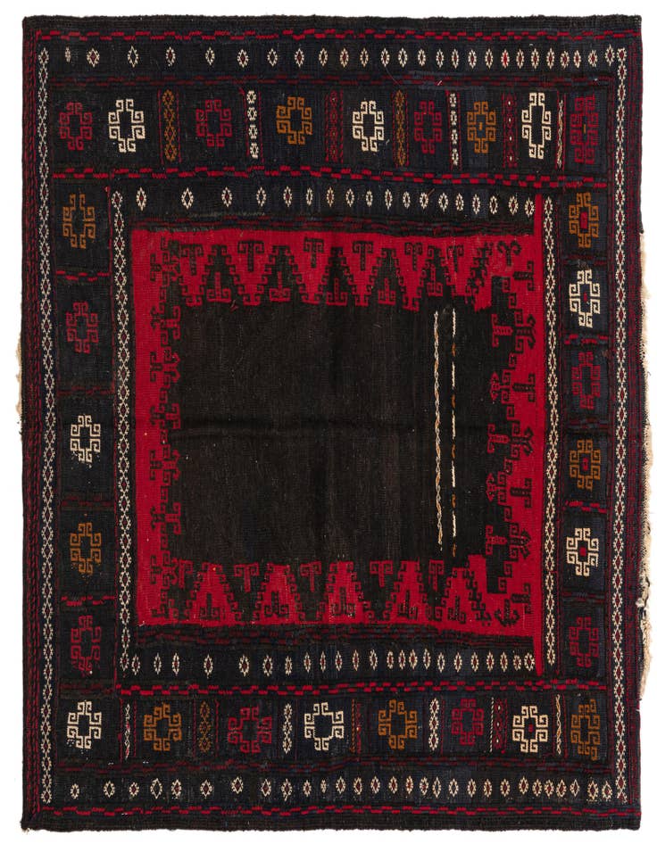 Detail image of 4' x 4' Hand Woven Kilim Fars Wool Square Rug