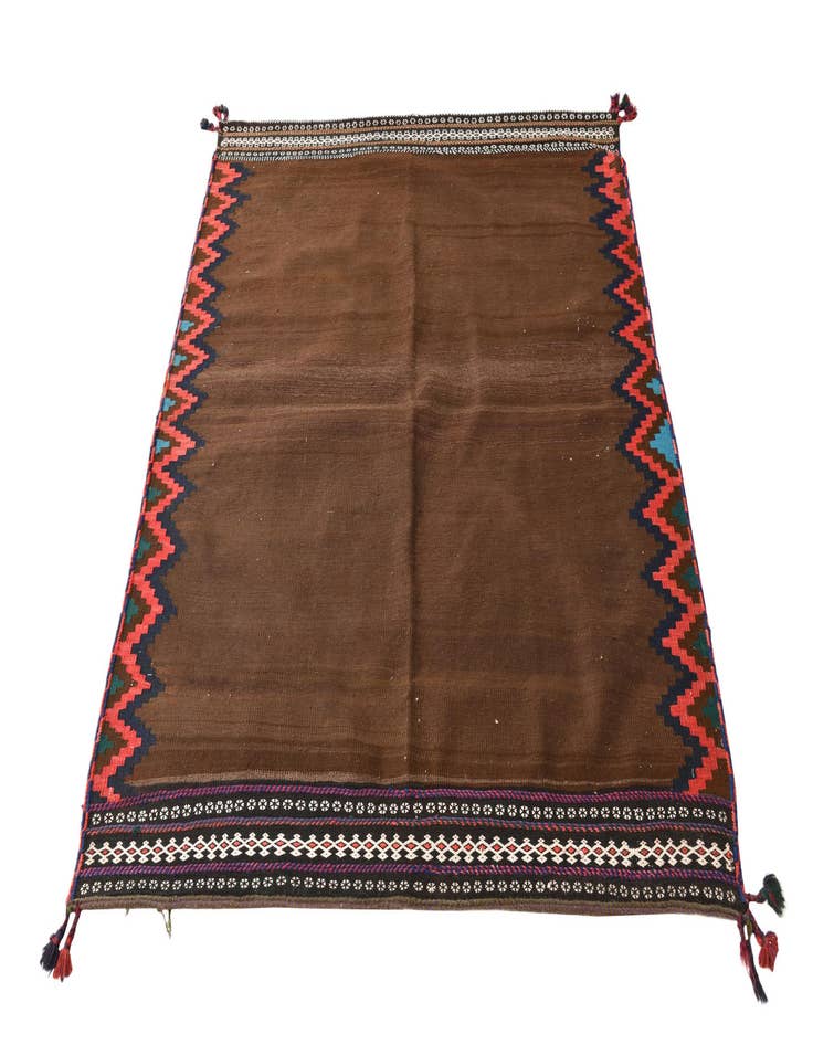 Detail image of 4' 7 x 5'  Hand Woven Kilim Fars Wool Square Rug