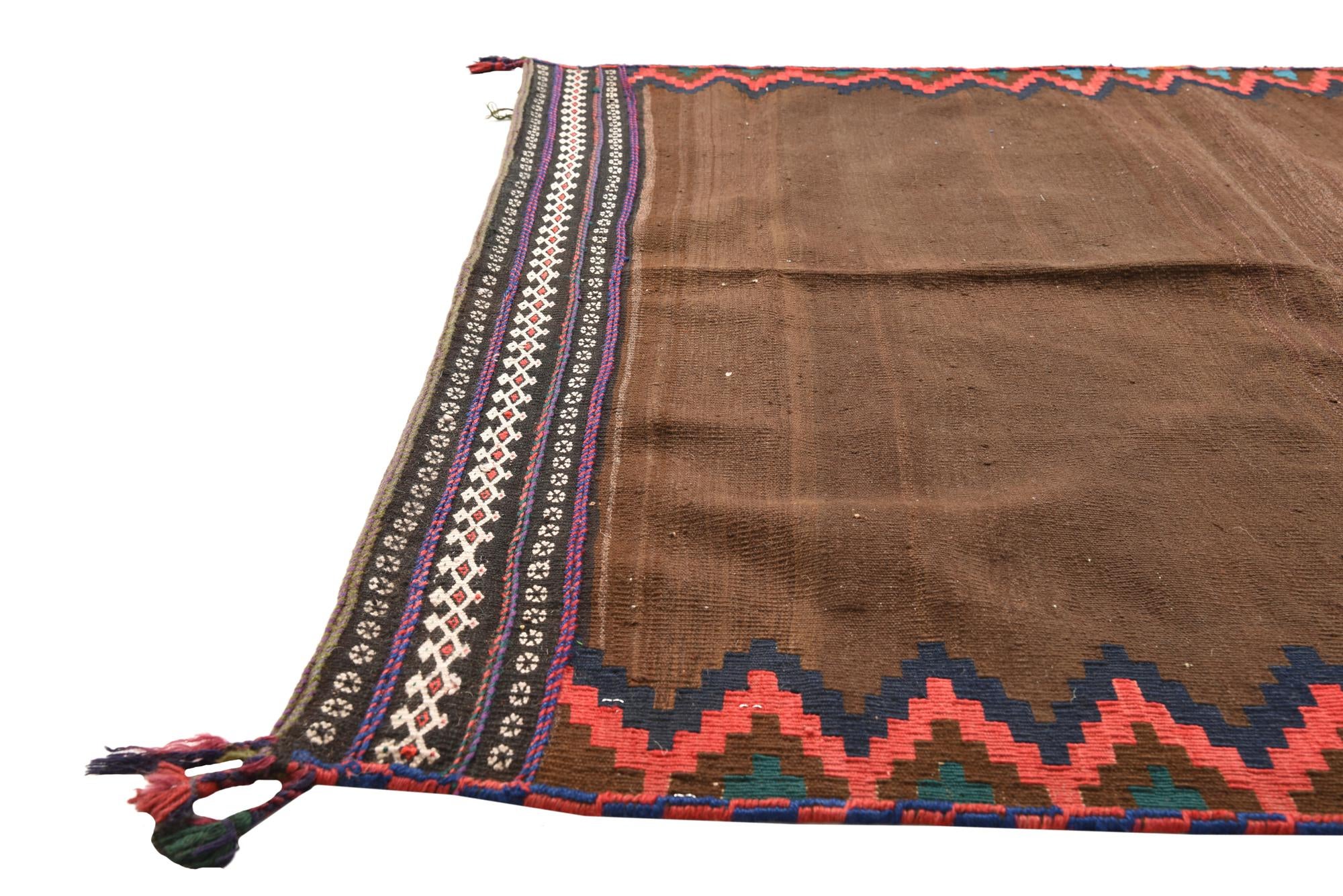 4' 7 x 5' Hand Woven Kilim Fars Wool Square Rug