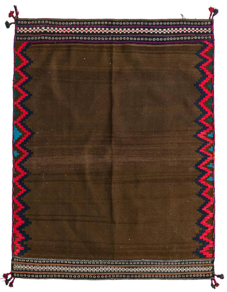 Detail image of 4' 7 x 5' Hand Woven Kilim Fars Wool Square Rug