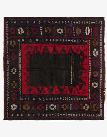 4' x 4' Hand Woven Kilim Fars Wool Square Rug