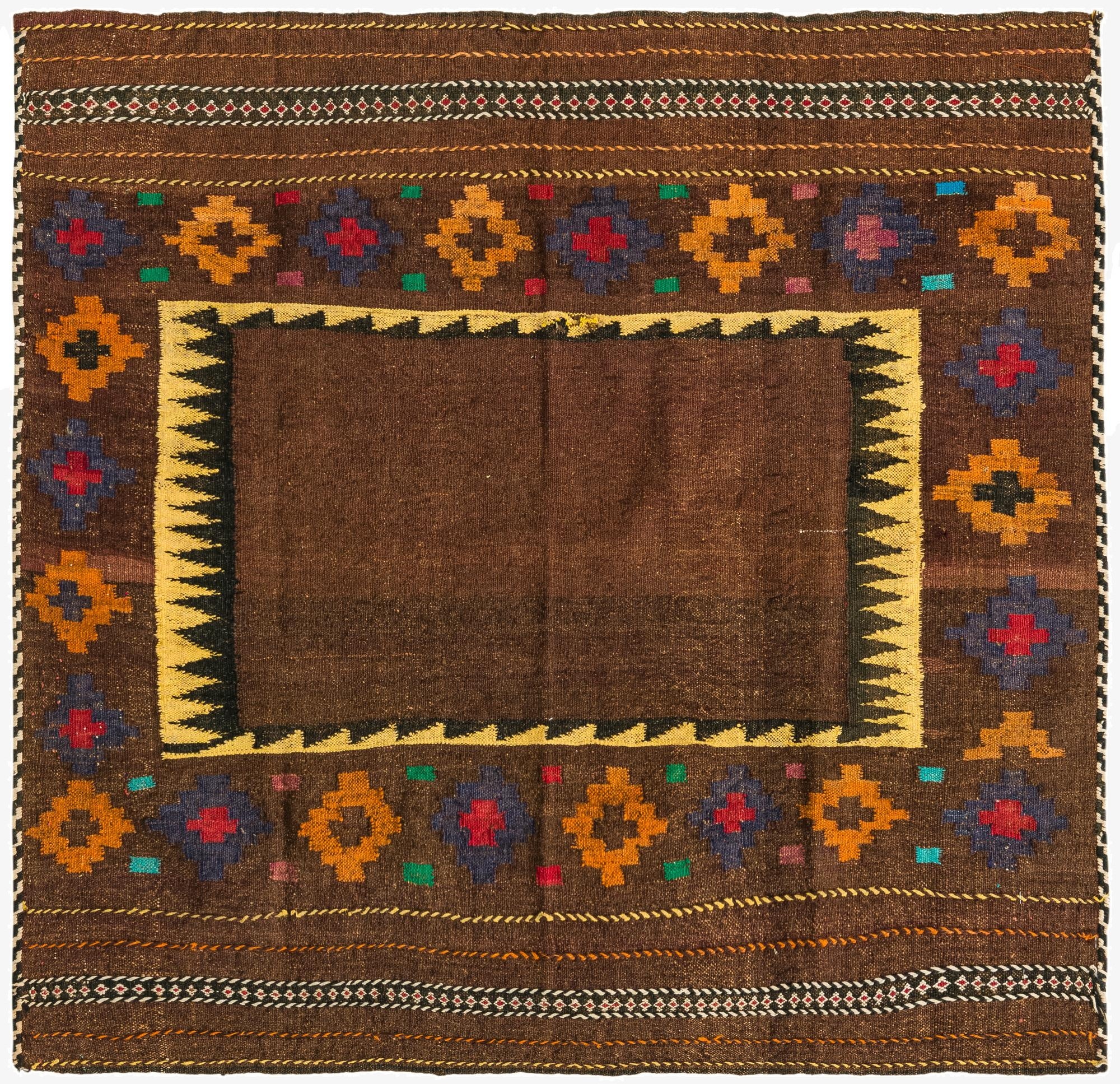 3' 8 x 4'  Hand Woven Kilim Fars Wool Square Rug