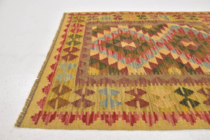 Detail image of 3' 2 x 3' 8 Hand Woven Kilim Maymana Wool Square Rug