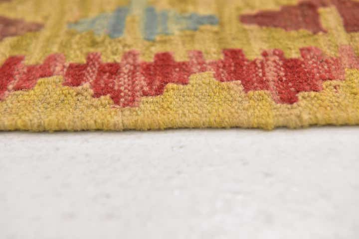 3' 2 x 3' 8 Hand Woven Kilim Maymana Wool Square Rug