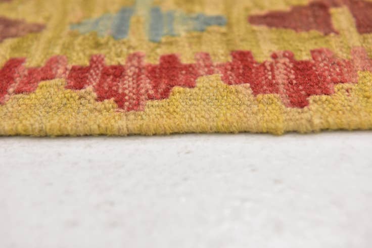 Detail image of 3' 2 x 3' 8 Hand Woven Kilim Maymana Wool Square Rug