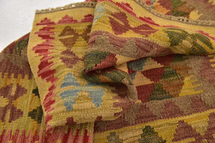 3' 2 x 3' 8 Hand Woven Kilim Maymana Wool Square Rug