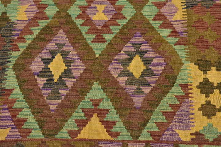 3' 6 x 3' 10 Hand Woven Kilim Maymana Wool Square Rug