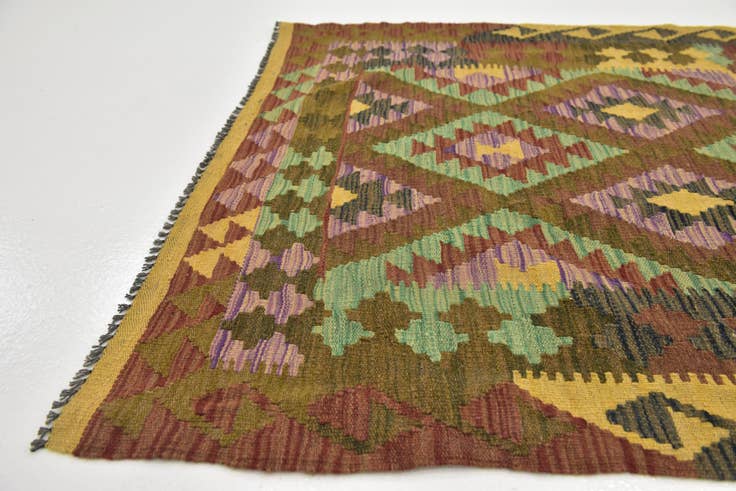 Detail image of 3' 6 x 3' 10 Hand Woven Kilim Maymana Wool Square Rug
