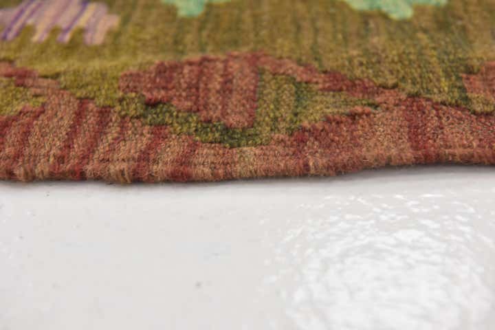 3' 6 x 3' 10 Hand Woven Kilim Maymana Wool Square Rug