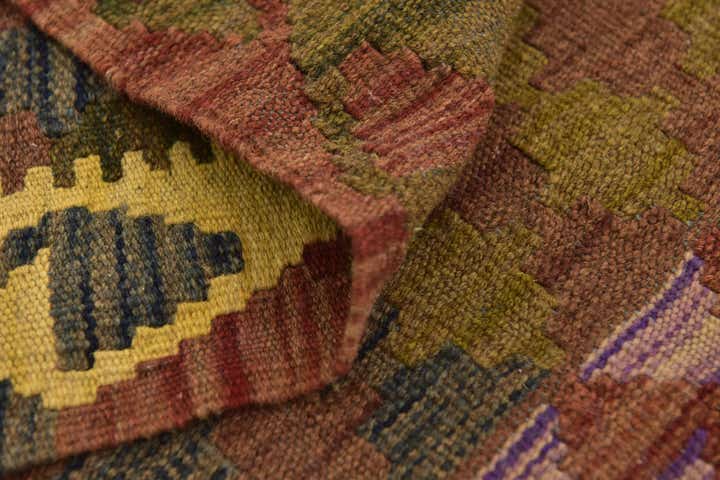 3' 6 x 3' 10 Hand Woven Kilim Maymana Wool Square Rug