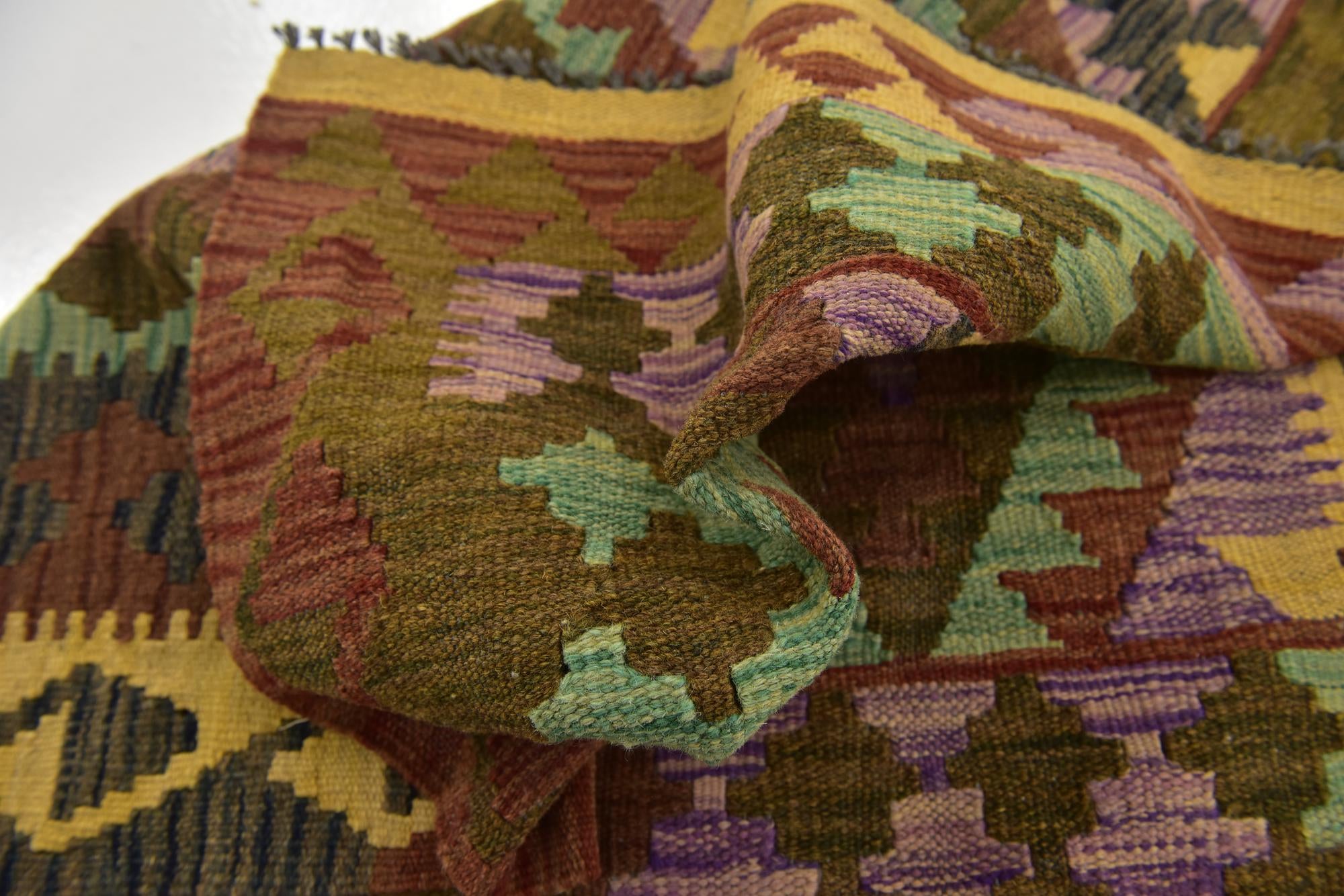 3' 6 x 3' 10 Hand Woven Kilim Maymana Wool Square Rug