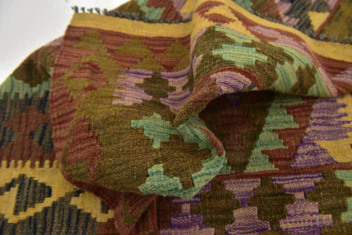 3' 6 x 3' 10 Hand Woven Kilim Maymana Wool Square Rug