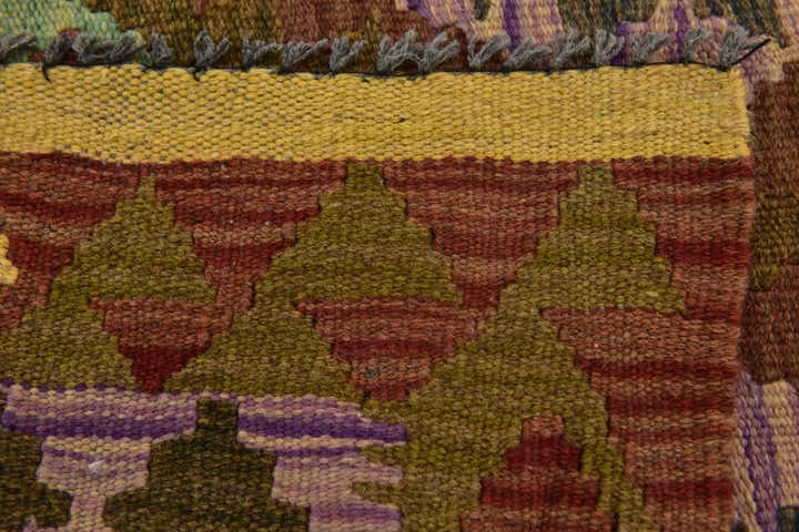 3' 6 x 3' 10 Hand Woven Kilim Maymana Wool Square Rug
