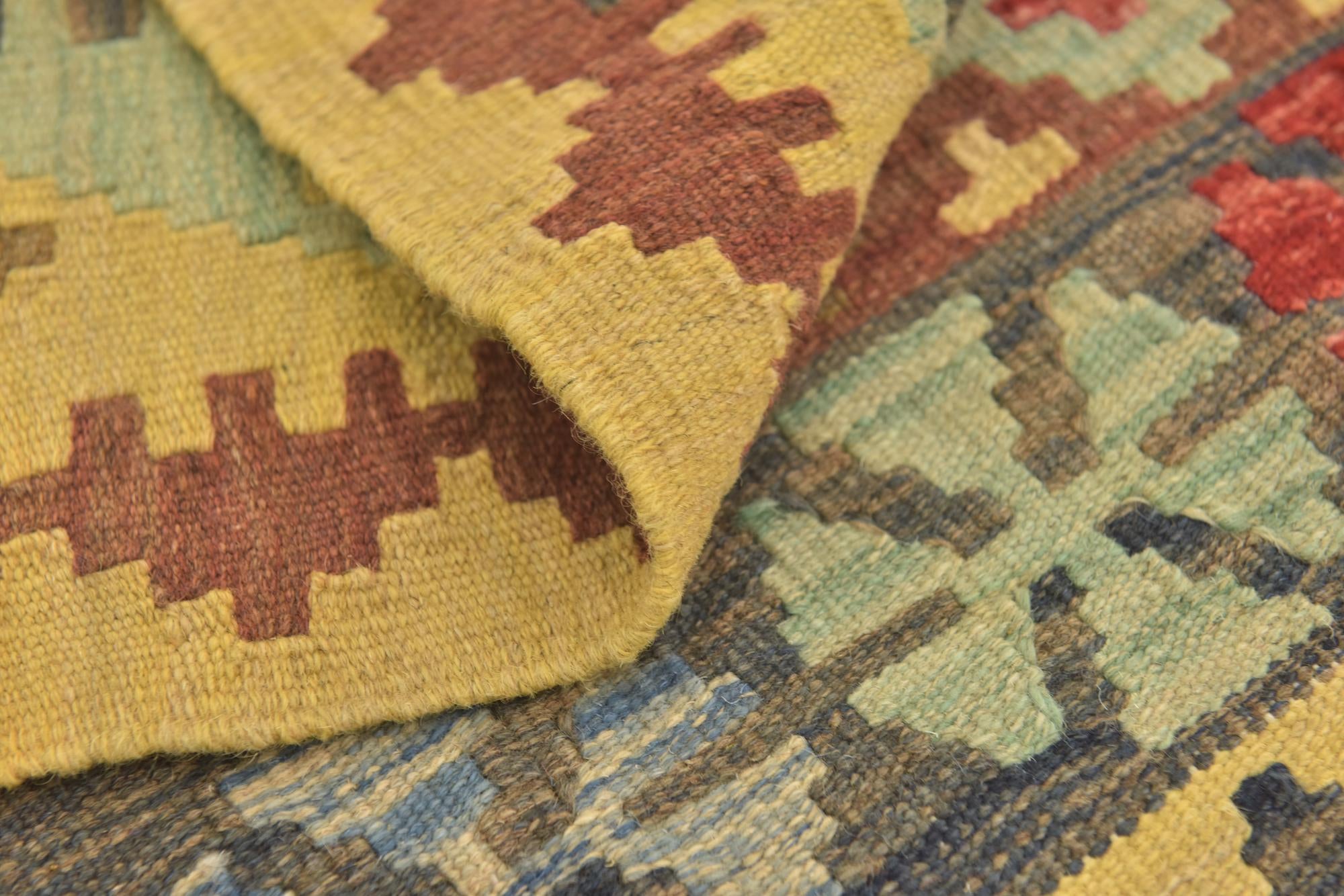 3' 2 x 3' 9 Hand Woven Kilim Maymana Wool Square Rug