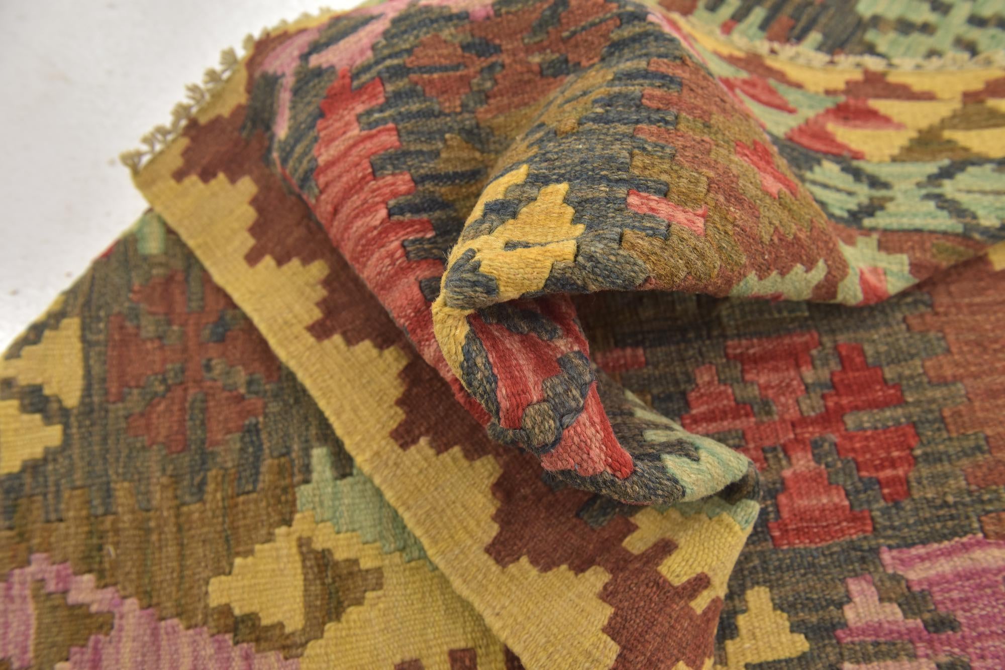3' 2 x 3' 9 Hand Woven Kilim Maymana Wool Square Rug