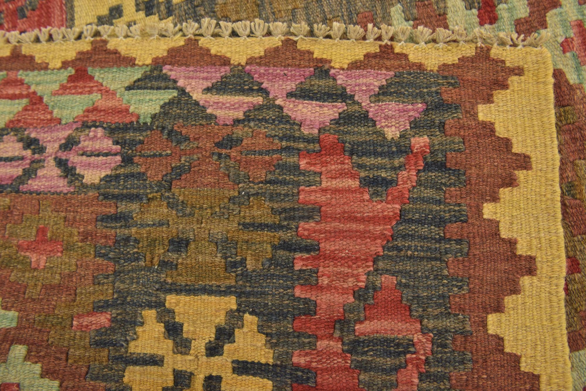 3' 2 x 3' 9 Hand Woven Kilim Maymana Wool Square Rug