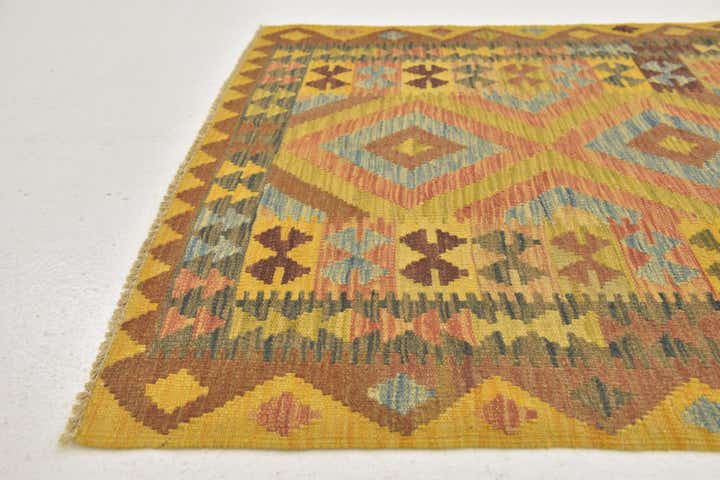 3' 3 x 3' 3 Hand Woven Kilim Maymana Wool Square Rug