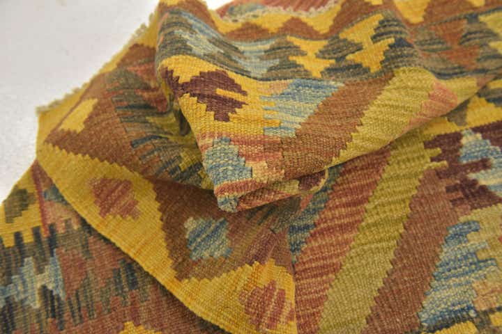 3' 3 x 3' 3 Hand Woven Kilim Maymana Wool Square Rug