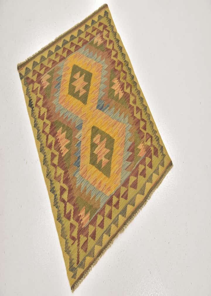 3' 2 x 3' 7 Hand Woven Kilim Maymana Wool Square Rug