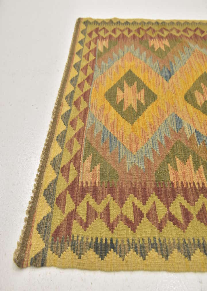 3' 2 x 3' 7 Hand Woven Kilim Maymana Wool Square Rug