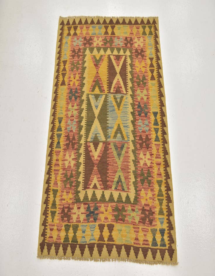 Detail image of 3' 2 x 3' 9 Hand Woven Kilim Maymana Wool Square Rug