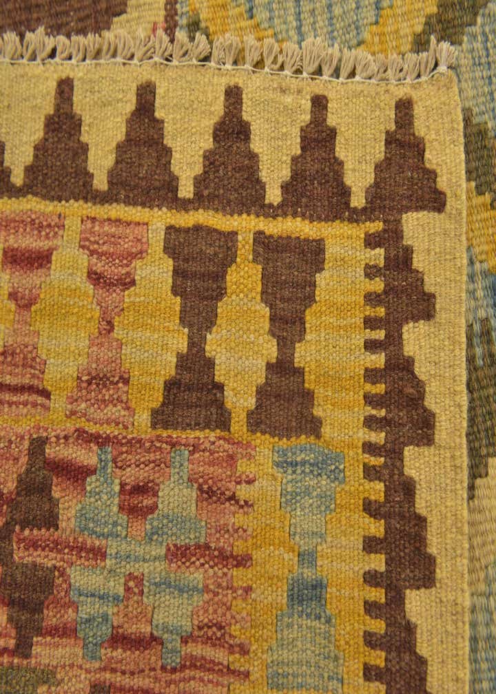 3' 2 x 3' 9 Hand Woven Kilim Maymana Wool Square Rug