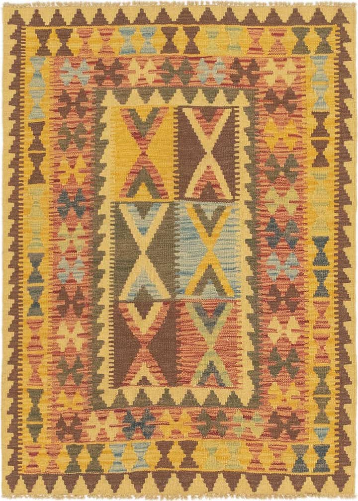 3' 2 x 3' 9 Hand Woven Kilim Maymana Wool Square Rug