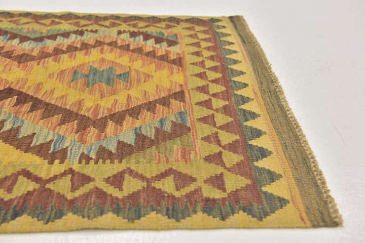 3' 2 x 3' 7 Hand Woven Kilim Maymana Wool Square Rug