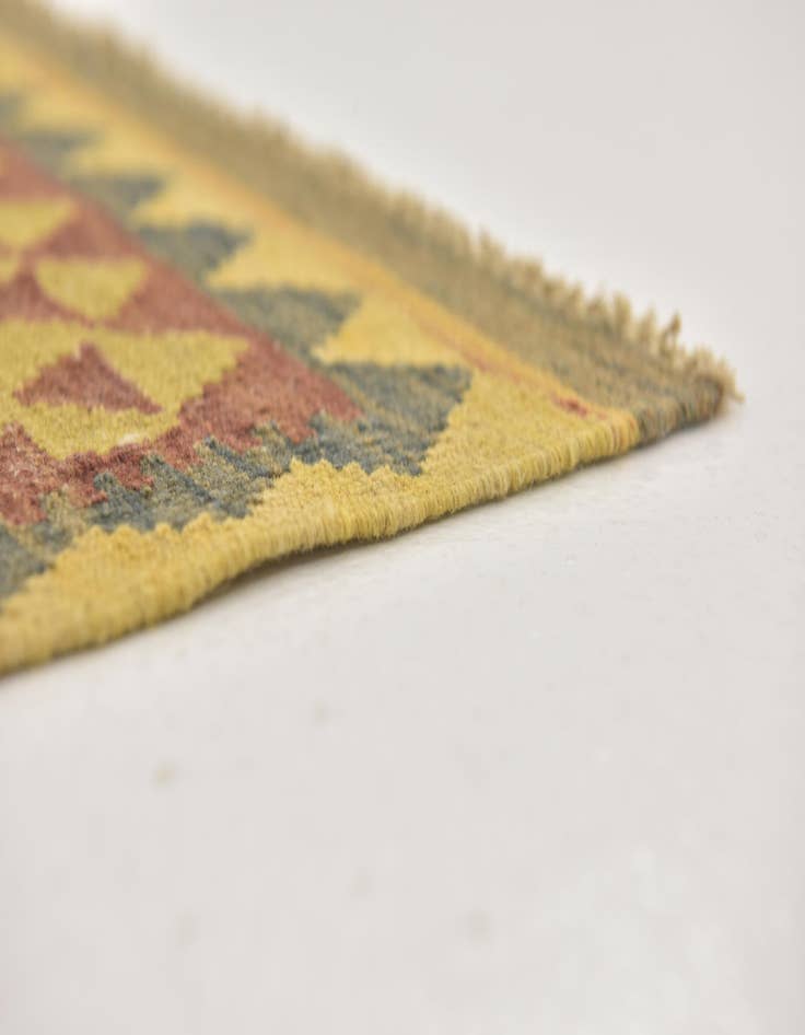 Detail image of 3' 2 x 3' 7 Hand Woven Kilim Maymana Wool Square Rug