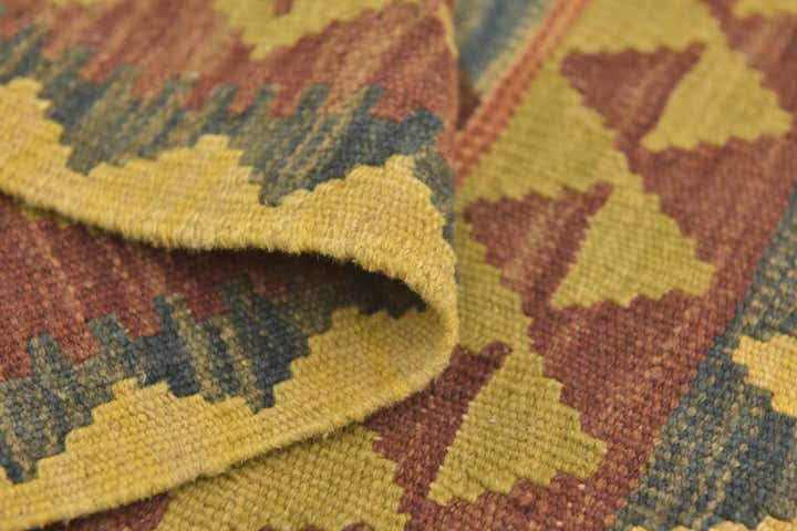 3' 2 x 3' 7 Hand Woven Kilim Maymana Wool Square Rug