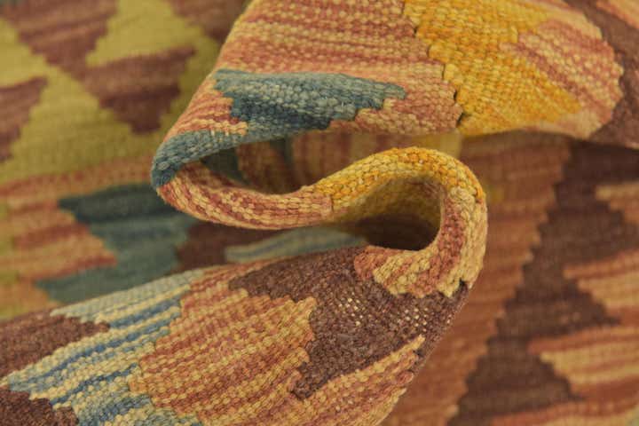 3' 2 x 3' 7 Hand Woven Kilim Maymana Wool Square Rug