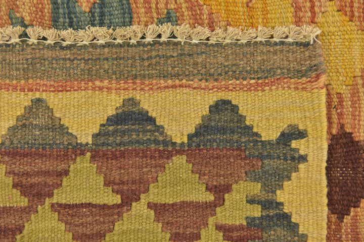 3' 2 x 3' 7 Hand Woven Kilim Maymana Wool Square Rug