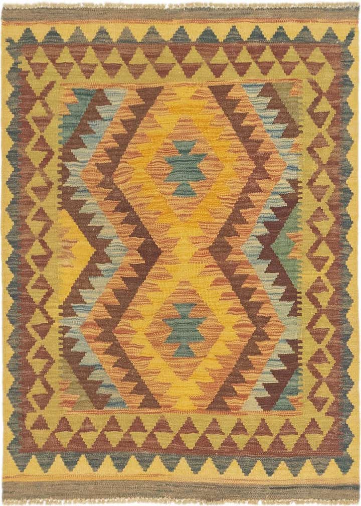 3' 2 x 3' 7 Hand Woven Kilim Maymana Wool Square Rug