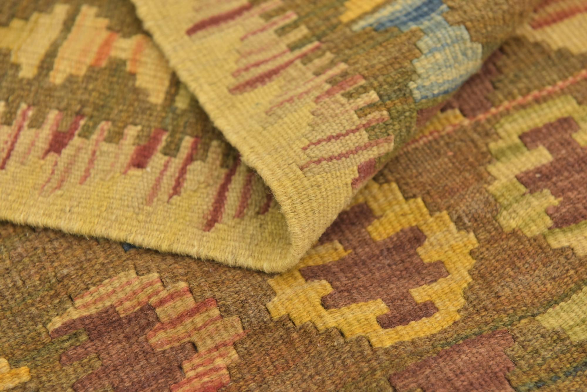 3' x 3' 10 Hand Woven Kilim Maymana Wool Square Rug