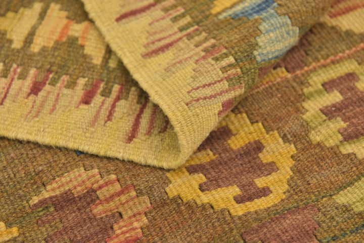 3' x 3' 10 Hand Woven Kilim Maymana Wool Square Rug