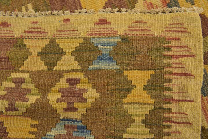 3' x 3' 10 Hand Woven Kilim Maymana Wool Square Rug