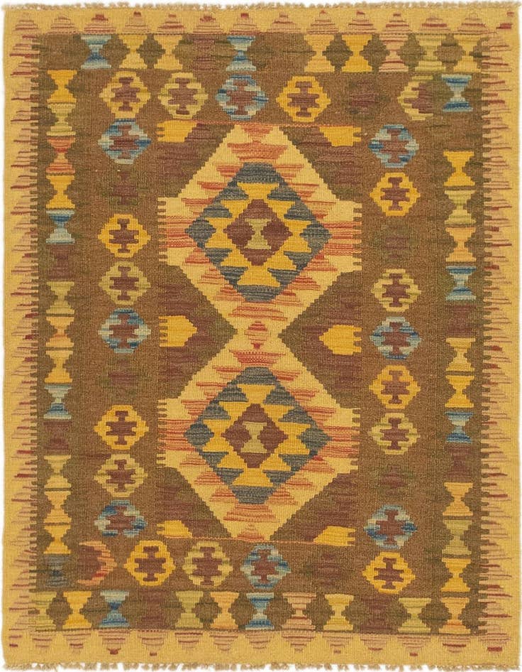 Detail image of 3' x 3' 10 Hand Woven Kilim Maymana Wool Square Rug
