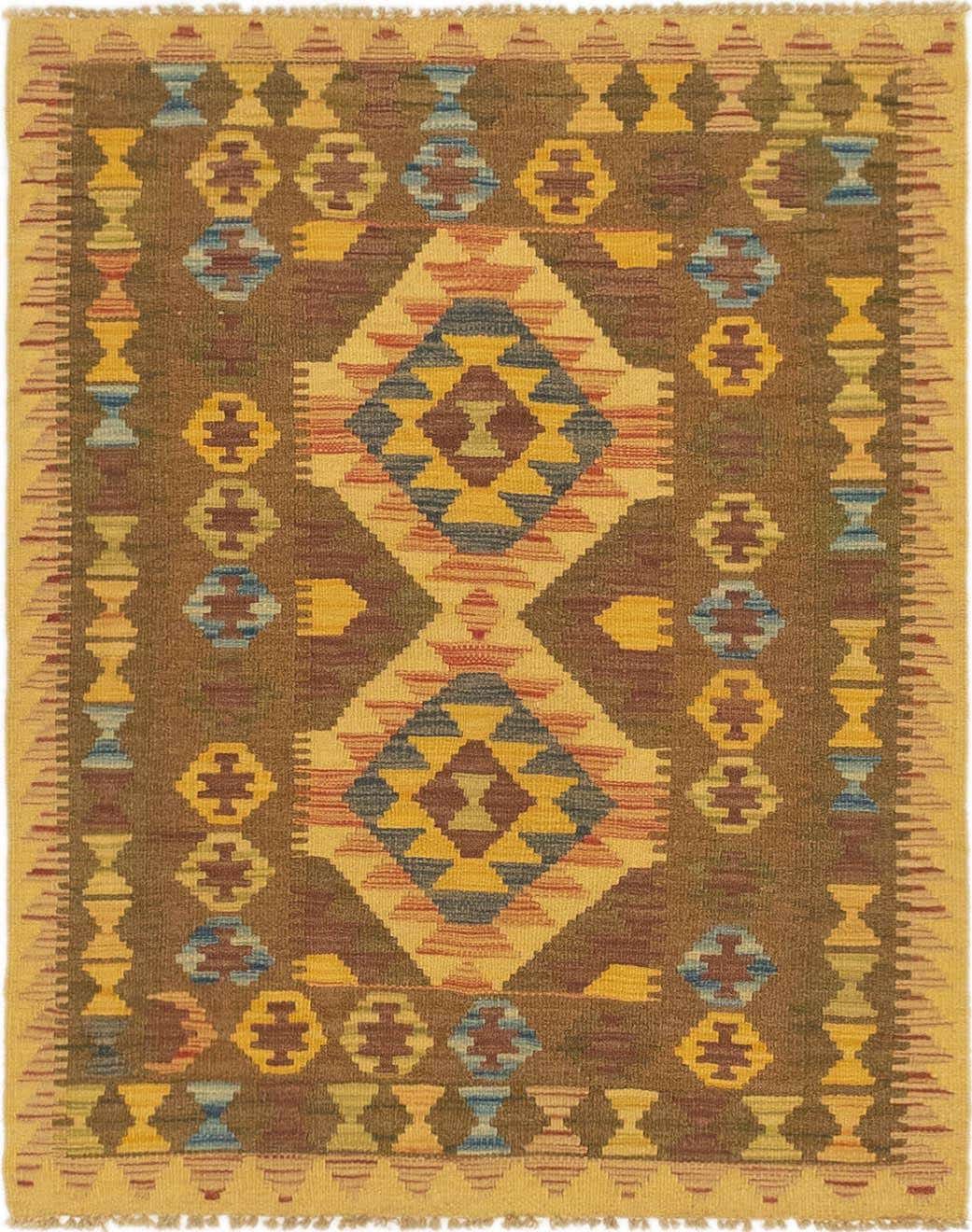 3' x 3' 10 Hand Woven Kilim Maymana Wool Square Rug