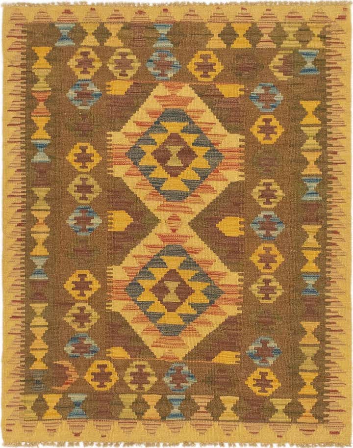 3' x 3' 10 Hand Woven Kilim Maymana Wool Square Rug