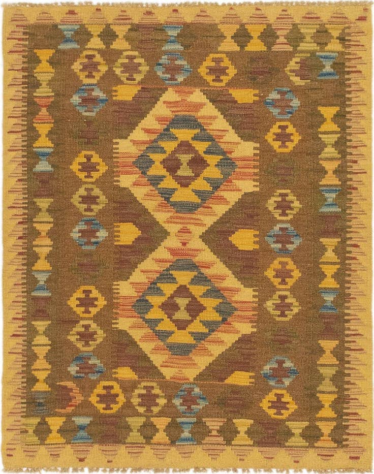 Detail image of 3' x 3' 10 Hand Woven Kilim Maymana Wool Square Rug