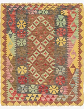 3' 2 x 3' 9 Hand Woven Kilim Maymana Wool Square Rug