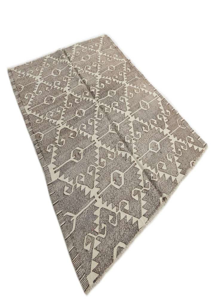 6' 2 x 7' 3 Hand Woven Kilim Modern Wool Square Rug