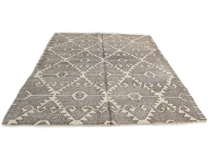 Detail image of 6' 2 x 7' 3 Hand Woven Kilim Modern Wool Square Rug