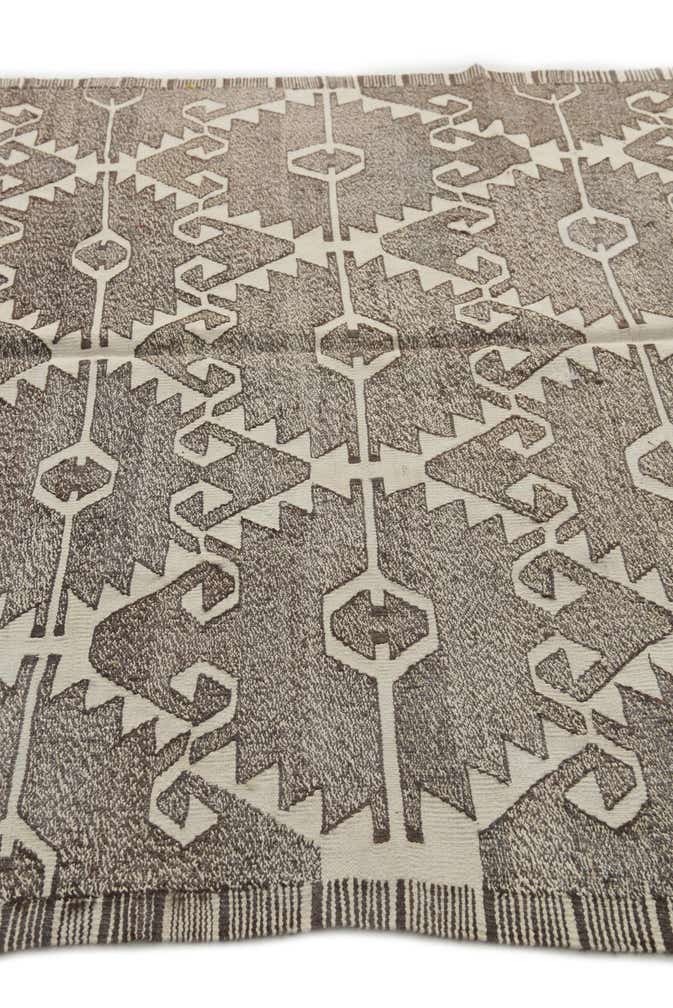 6' 2 x 7' 3 Hand Woven Kilim Modern Wool Square Rug
