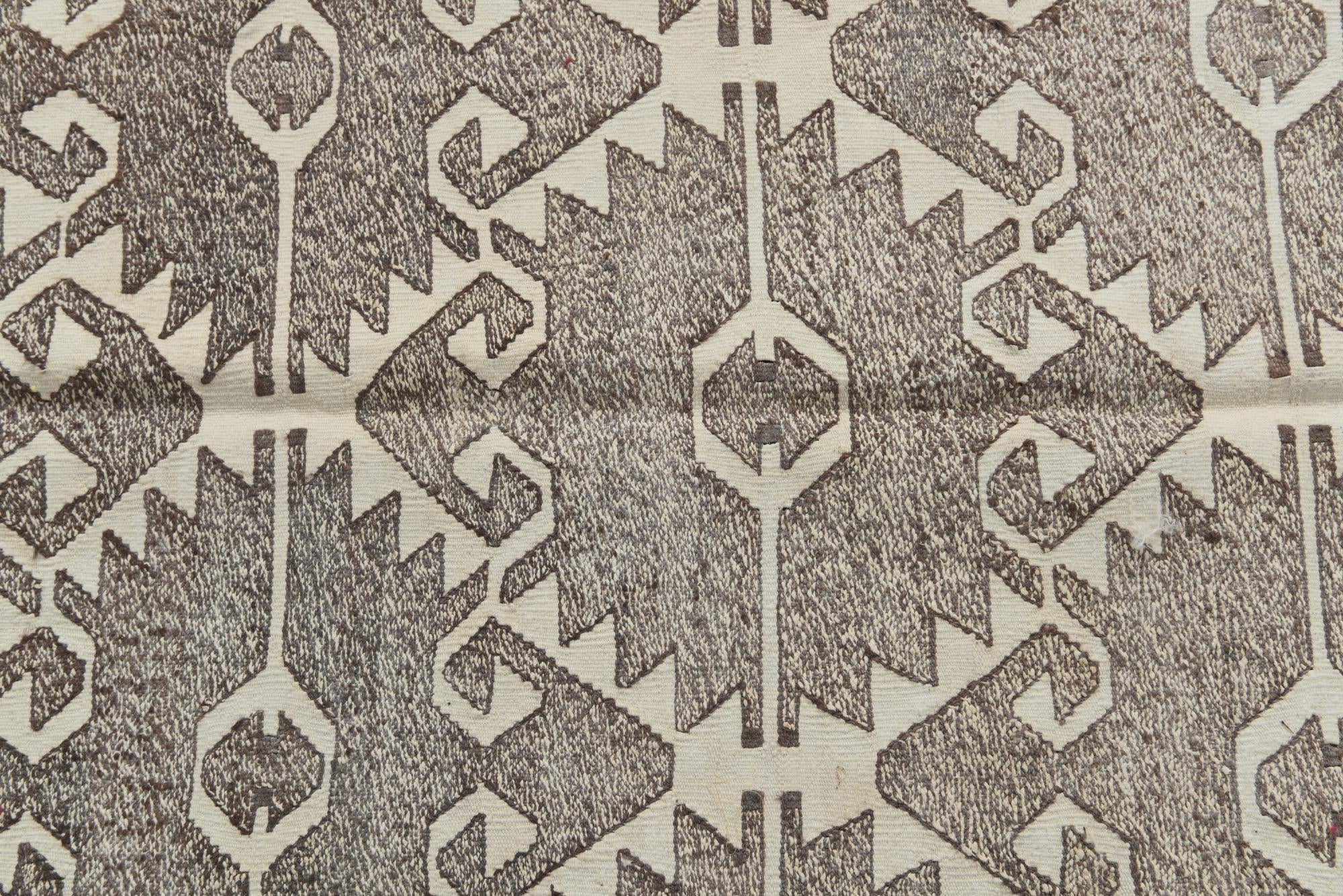 6' 2 x 7' 3 Hand Woven Kilim Modern Wool Square Rug